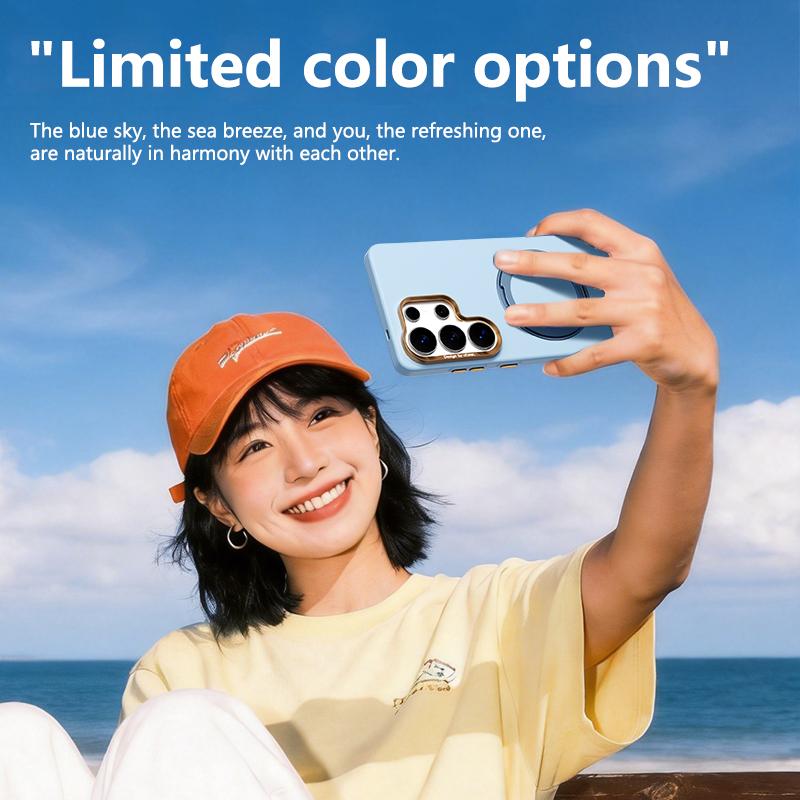 For Galaxy S25 Ultra 5G ABEEL Lightweight Zero Skin Feel Magnetic PC Phone Case with Holder - Blue - EDA009950503C
