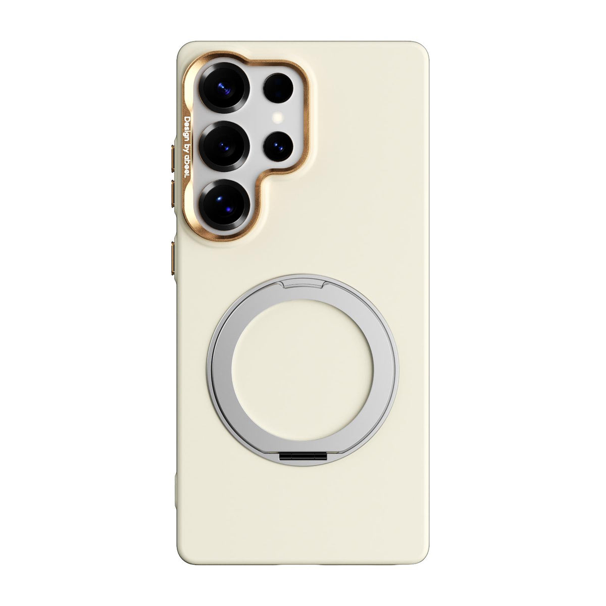 For Galaxy S25 Ultra 5G ABEEL Lightweight Zero Skin Feel Magnetic PC Phone Case with Holder - Yellow - EDA009950503D