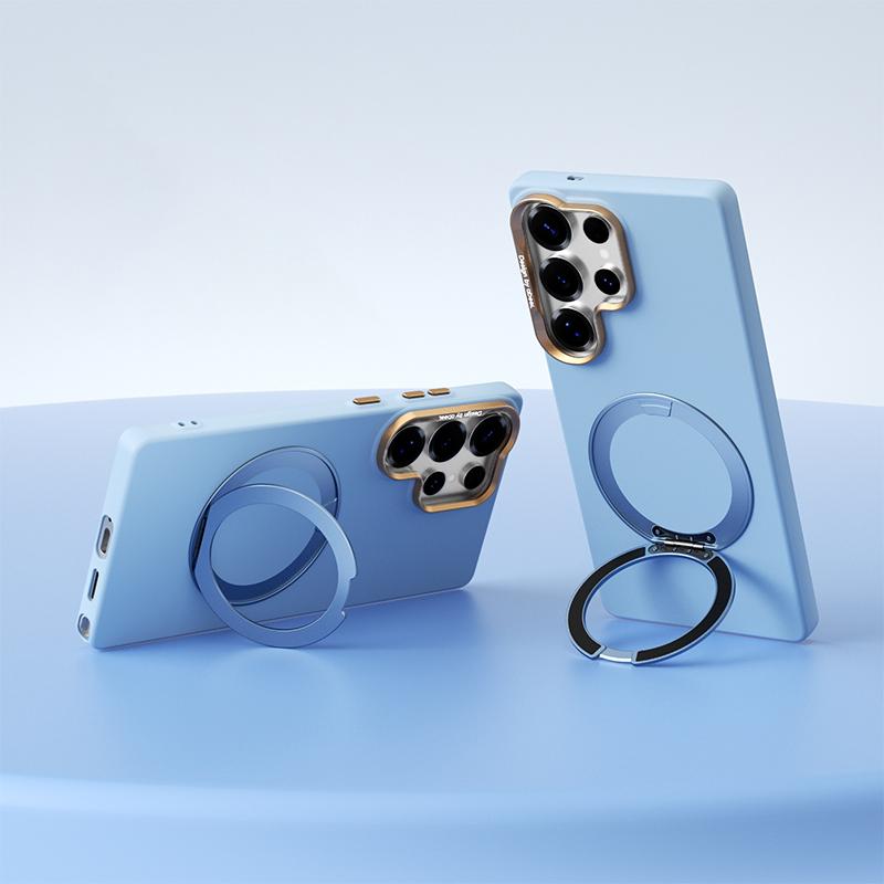 For Galaxy S25 Ultra 5G ABEEL Lightweight Zero Skin Feel Magnetic PC Phone Case with Holder - Sky Blue - EDA009950503F