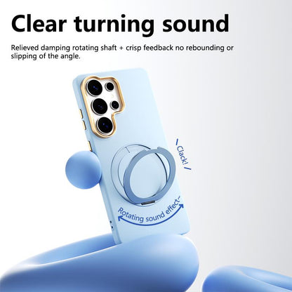 For Galaxy S25 Ultra 5G ABEEL Lightweight Zero Skin Feel Magnetic PC Phone Case with Holder - Sky Blue - EDA009950503F