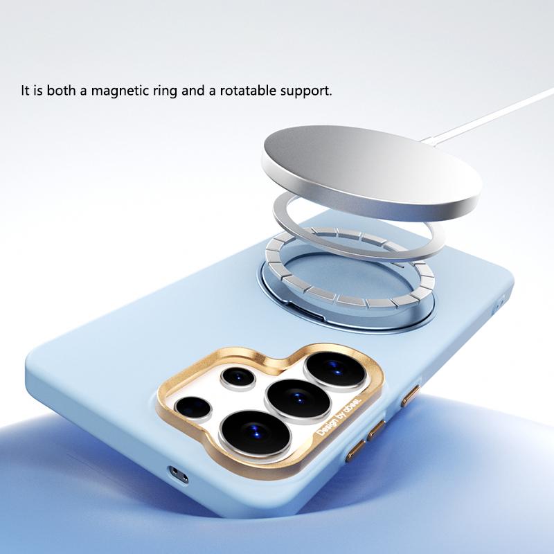 For Galaxy S25 Ultra 5G ABEEL Lightweight Zero Skin Feel Magnetic PC Phone Case with Holder - Sky Blue - EDA009950503F