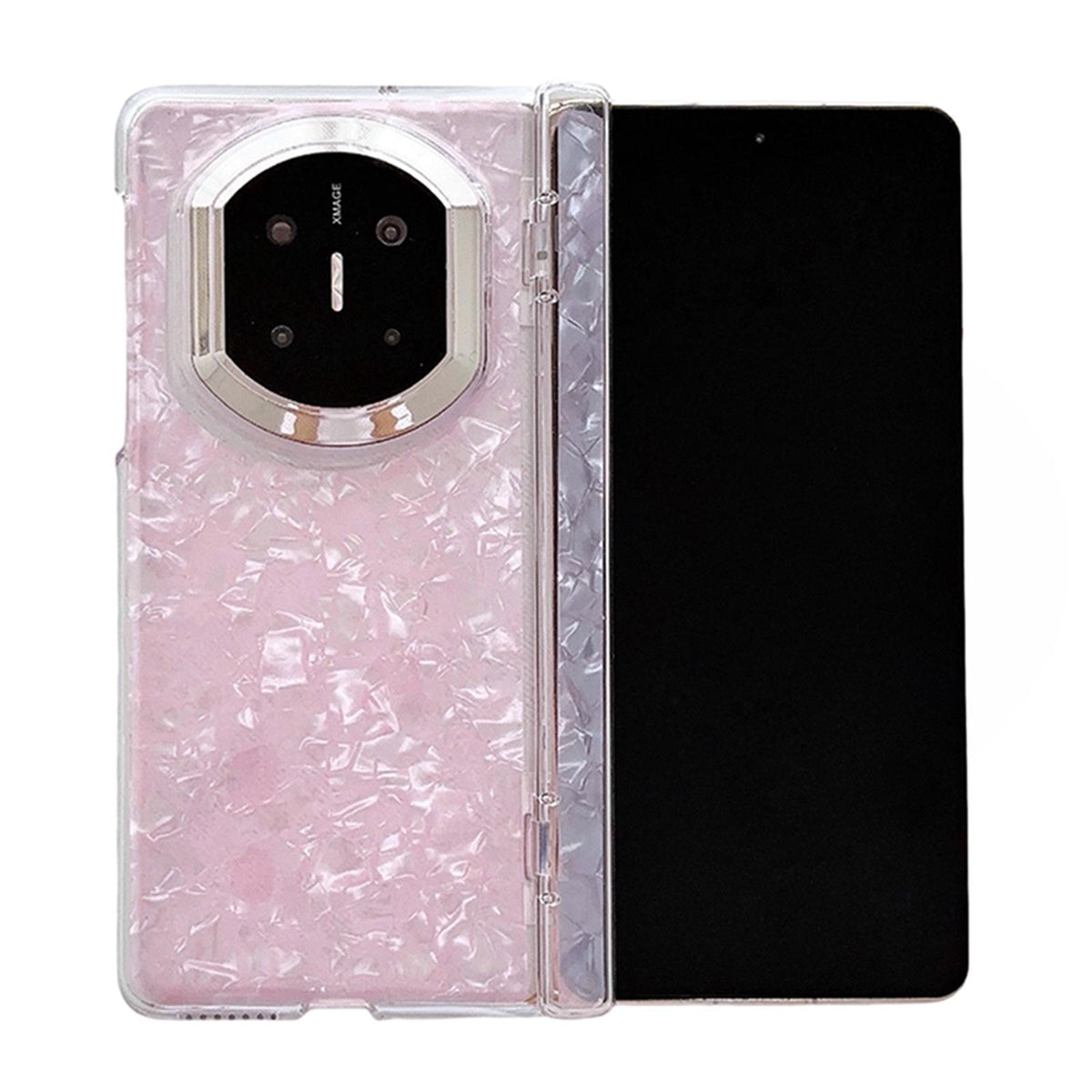 For Huawei Mate X7 Spring Hinge Pearlescent Shell Texture Phone Case - Pink - EDA009950703B