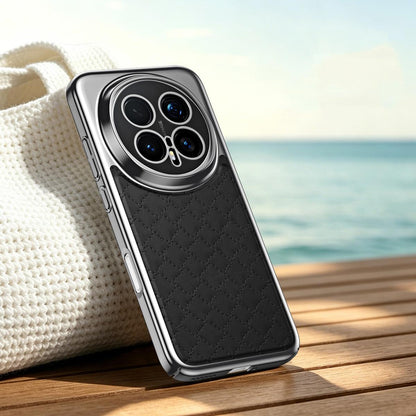 For Honor Magic8 Pro Rhombus Texture Magnetic Vegan Leather Phone Case - Black - EDA009951002B