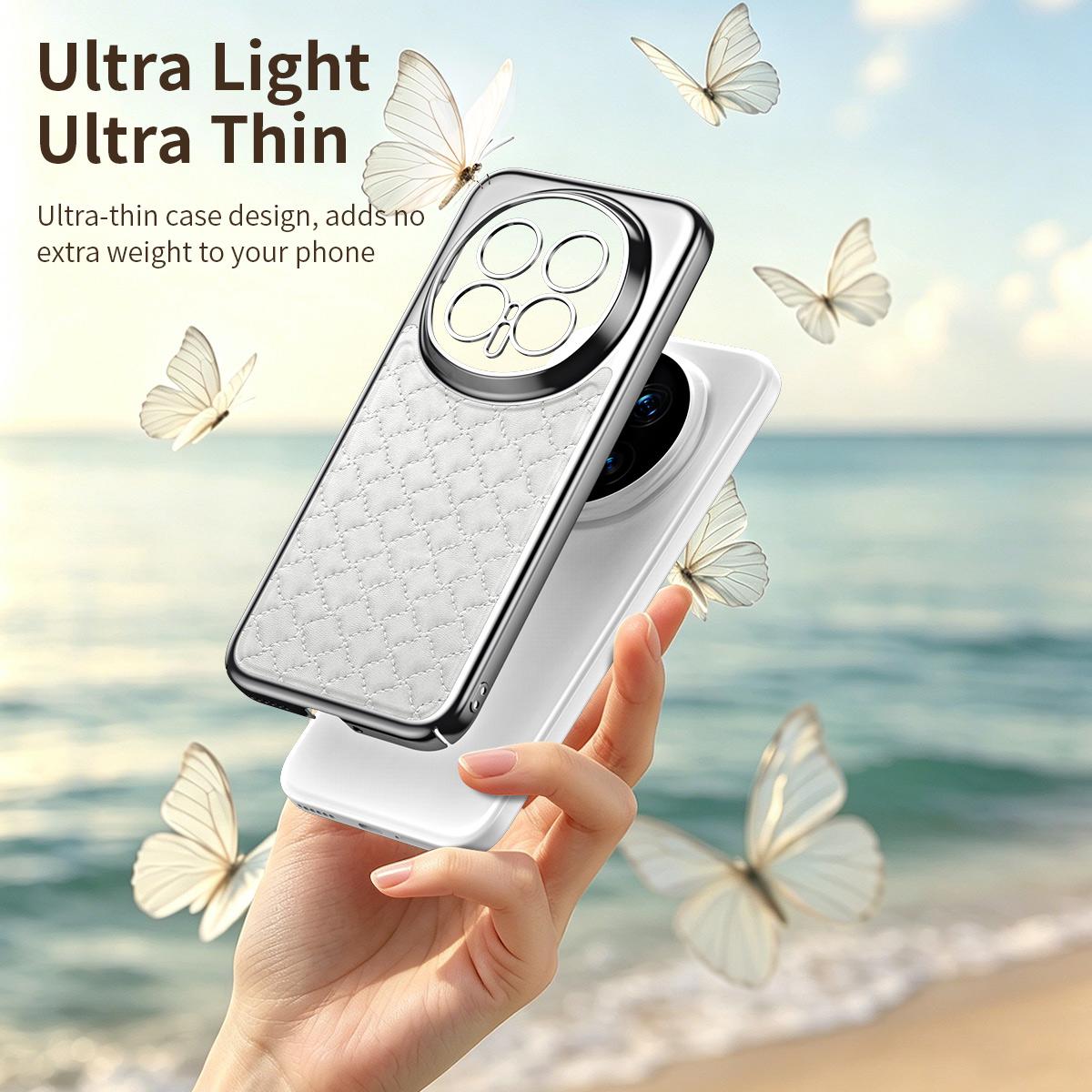 For Honor Magic8 Pro Rhombus Texture Magnetic Vegan Leather Phone Case - Black - EDA009951002B