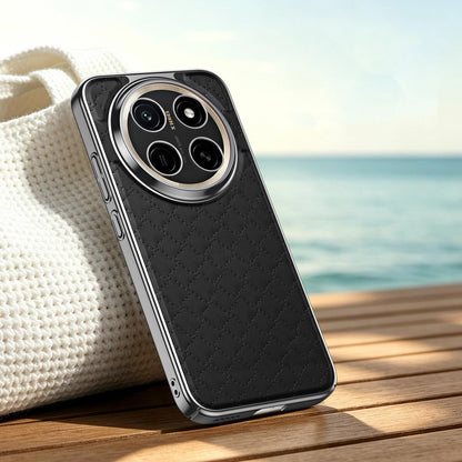 For Honor X80 Pro Max 5G Rhombus Texture Magnetic Vegan Leather Phone Case - Black - EDA009951003B