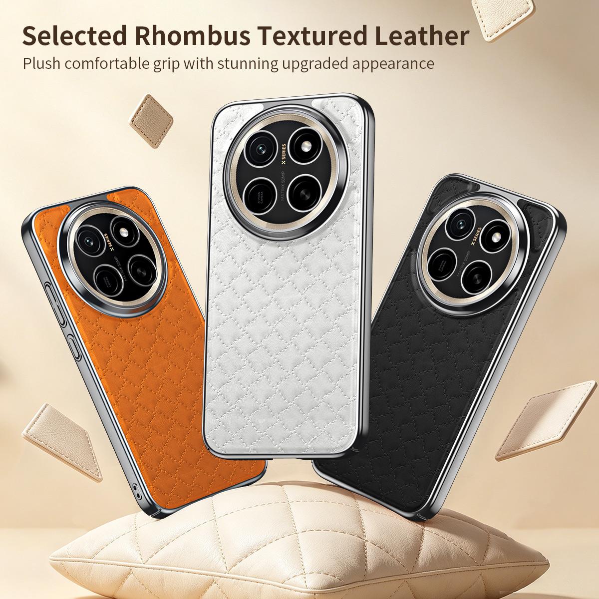 For Honor X80 Pro Max 5G Rhombus Texture Magnetic Vegan Leather Phone Case - Black - EDA009951003B