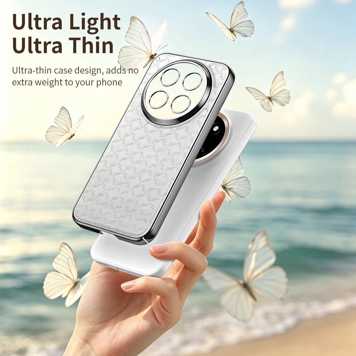 For Honor X80 Pro Max 5G Rhombus Texture Magnetic Vegan Leather Phone Case - Black - EDA009951003B