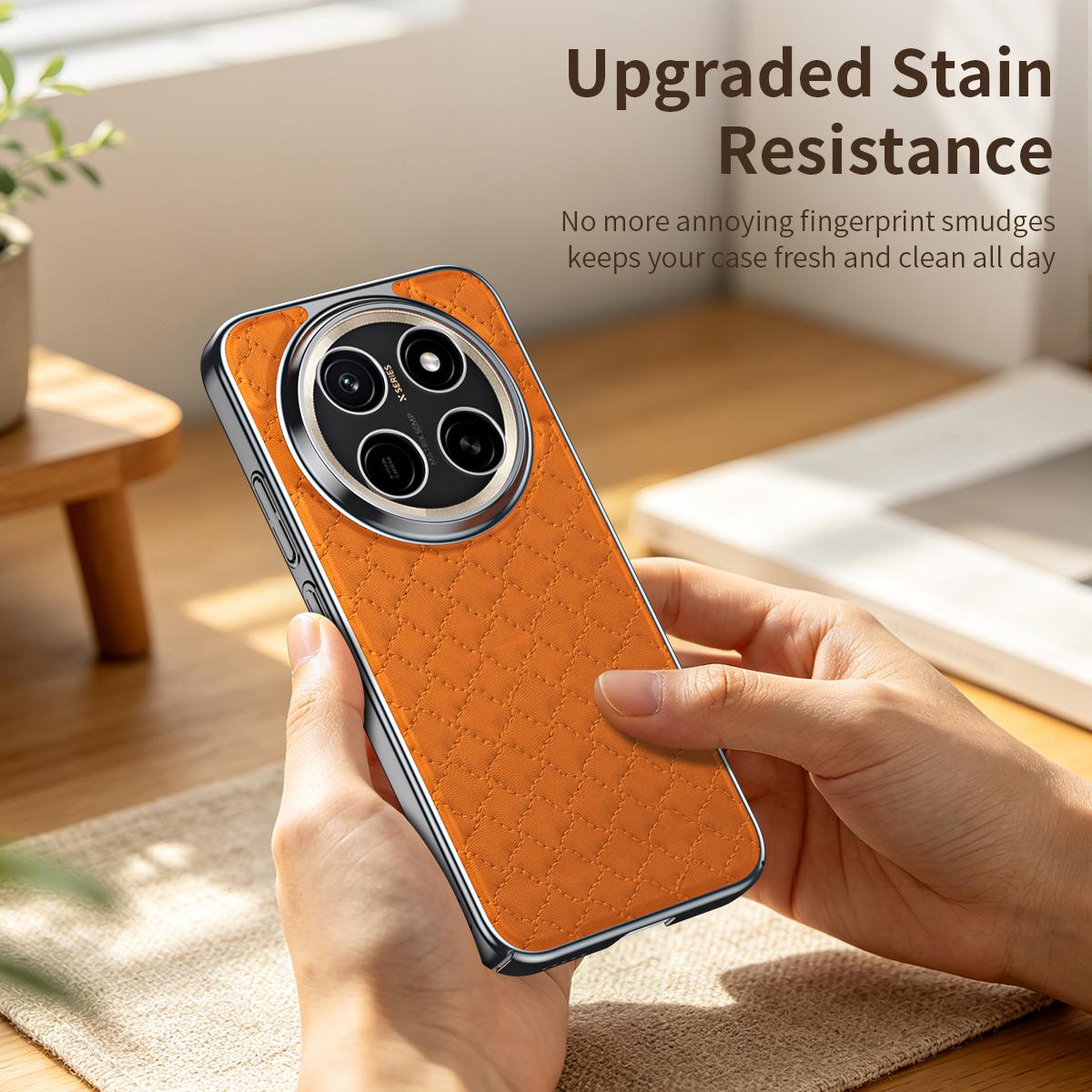 For Honor X80 Pro Max 5G Rhombus Texture Magnetic Vegan Leather Phone Case - Red - EDA009951003C