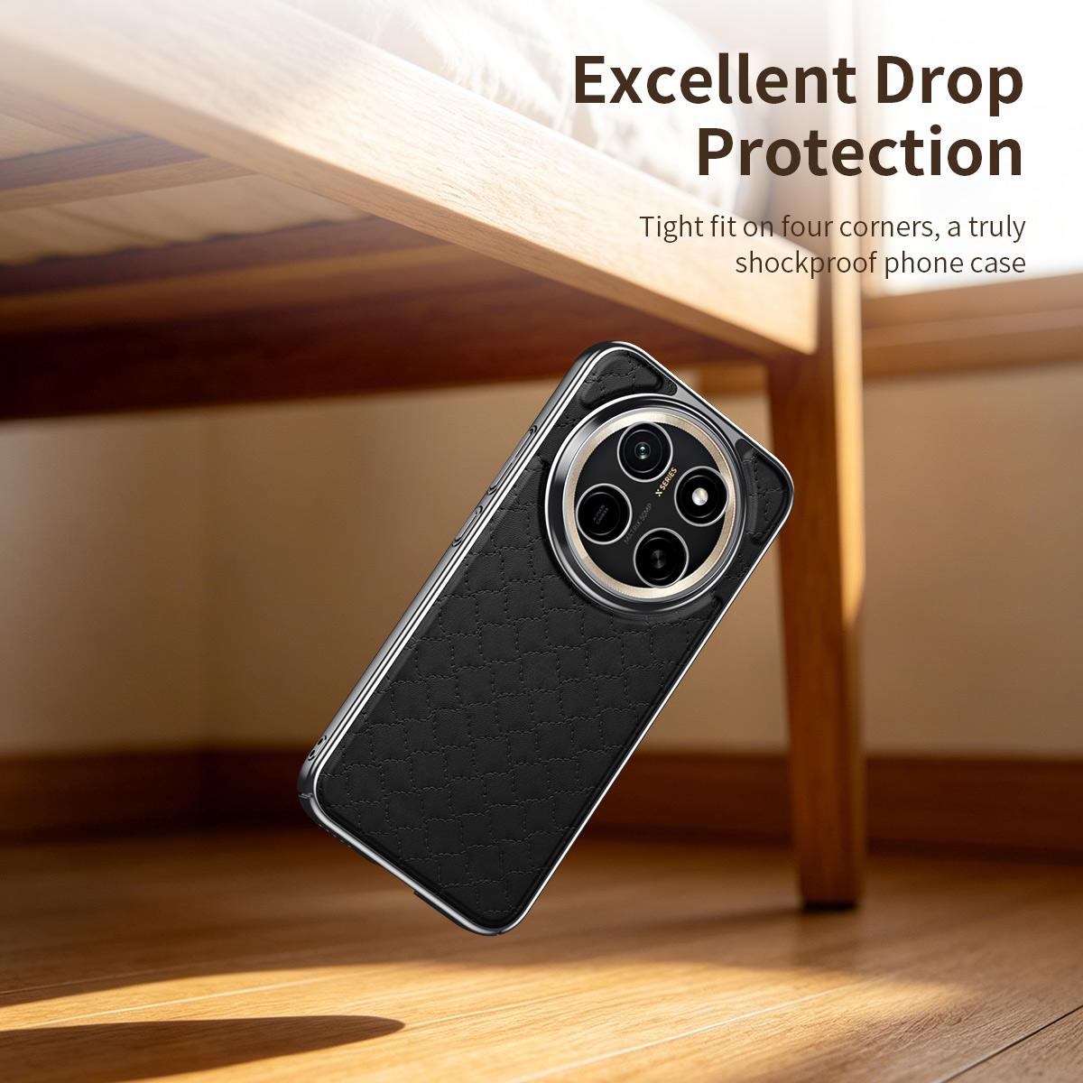 For Honor X80 Pro Max 5G Rhombus Texture Magnetic Vegan Leather Phone Case - Orange - EDA009951003D