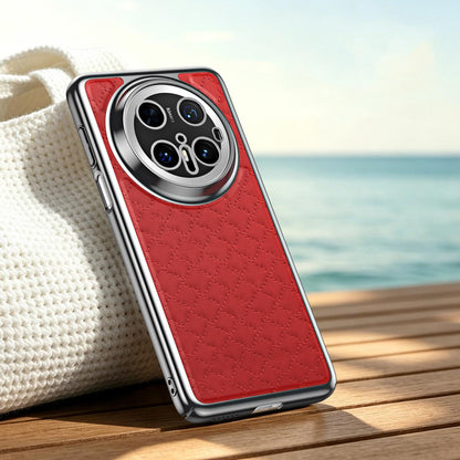 For Huawei Mate 70 Rhombus Texture Magnetic Vegan Leather Phone Case - Red - EDA009951203C