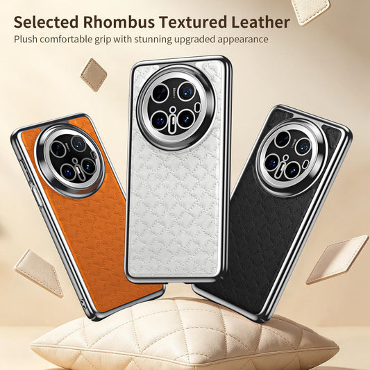 For Huawei Mate 70 Rhombus Texture Magnetic Vegan Leather Phone Case - Red - EDA009951203C