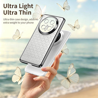 For Huawei Mate 70 Rhombus Texture Magnetic Vegan Leather Phone Case - Orange - EDA009951203D