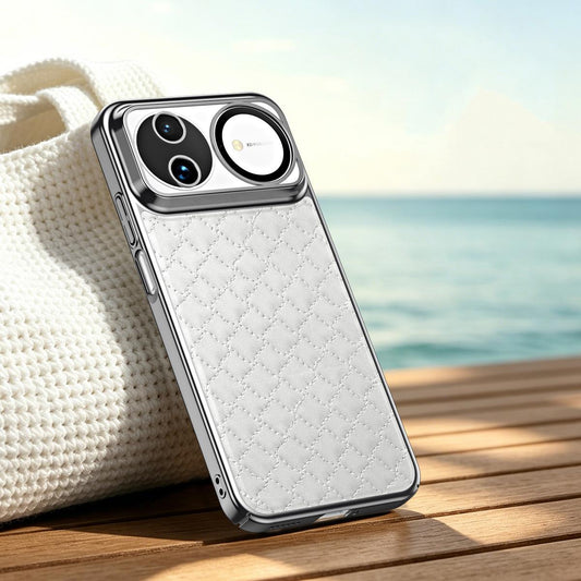 For Huawei nova 16 5G Rhombus Texture Magnetic Vegan Leather Phone Case - White - EDA009951207A