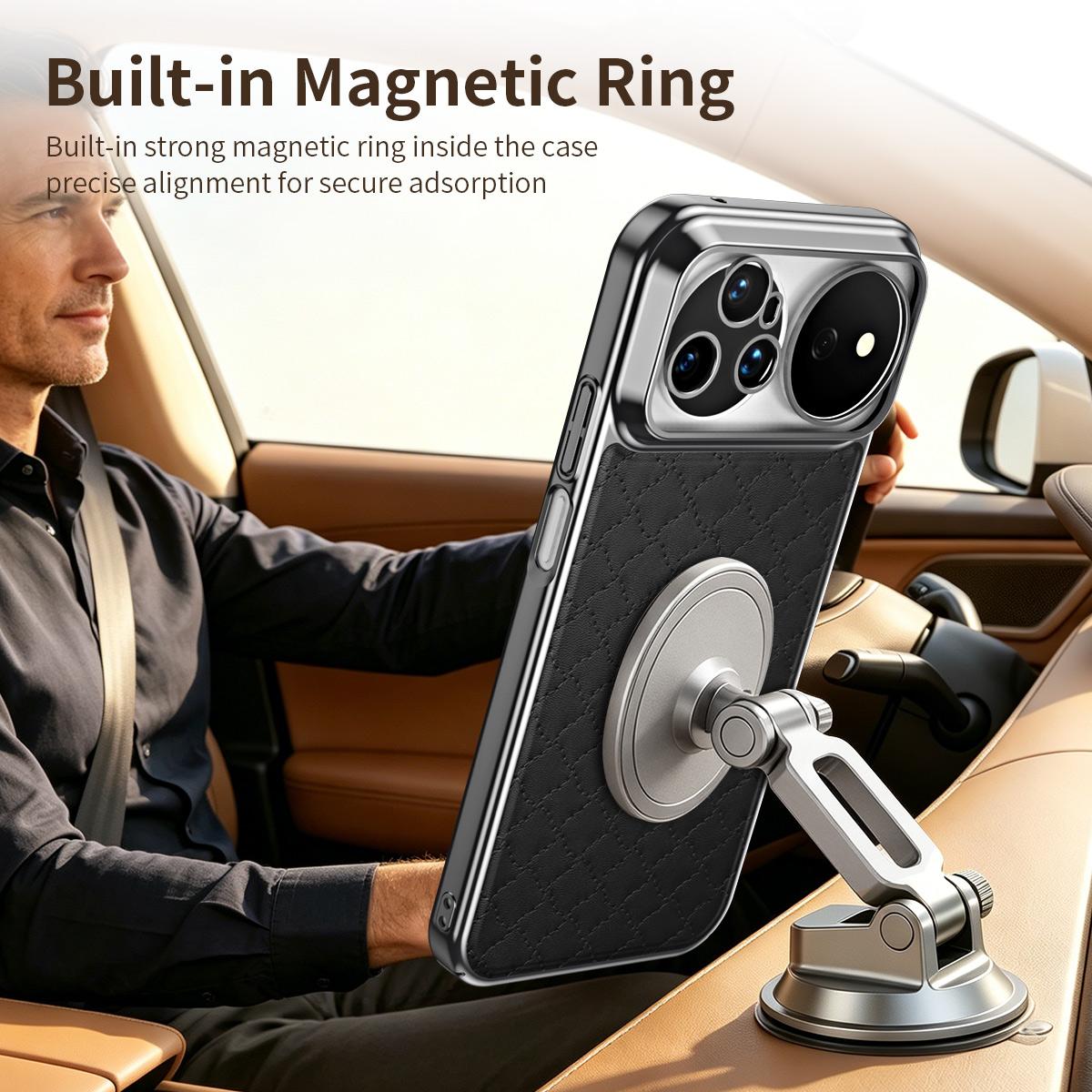 For Huawei nova 16 Ultra 5G Rhombus Texture Magnetic Vegan Leather Phone Case - Red - EDA009951209C