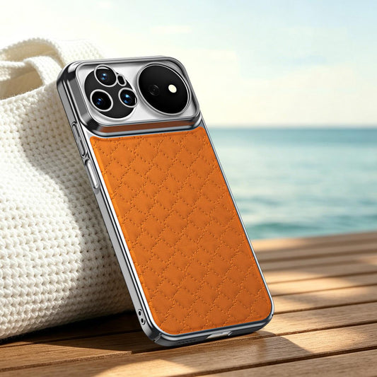 For Huawei nova 16 Ultra 5G Rhombus Texture Magnetic Vegan Leather Phone Case - Orange - EDA009951209D