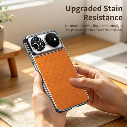 For Huawei nova 16 Ultra 5G Rhombus Texture Magnetic Vegan Leather Phone Case - Orange - EDA009951209D