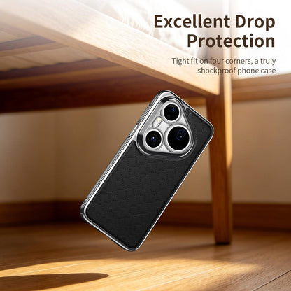 For Huawei Pura 80 Pro 5G Rhombus Texture Magnetic Vegan Leather Phone Case - Black - EDA009951214B