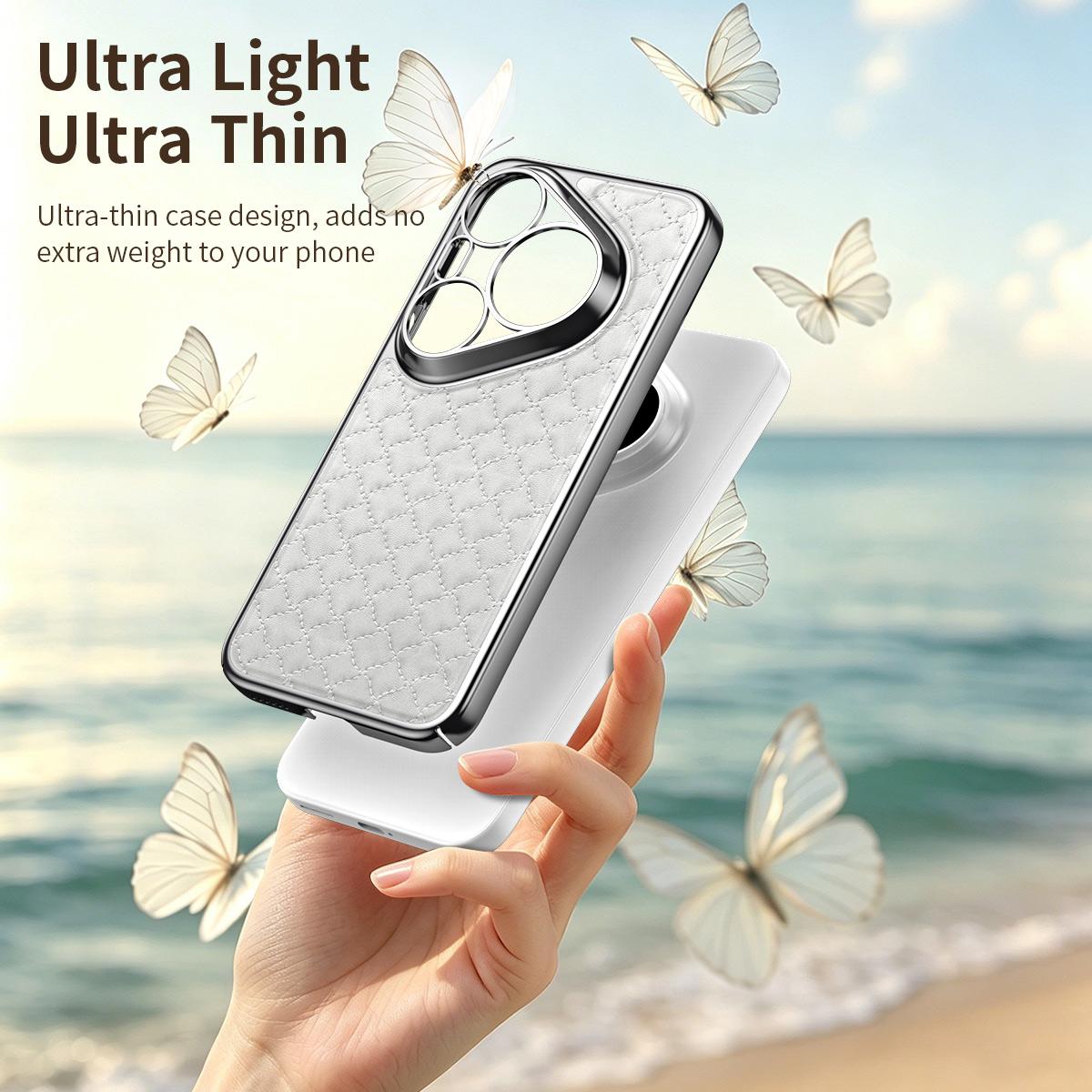 For Huawei Pura 80 Pro 5G Rhombus Texture Magnetic Vegan Leather Phone Case - Black - EDA009951214B