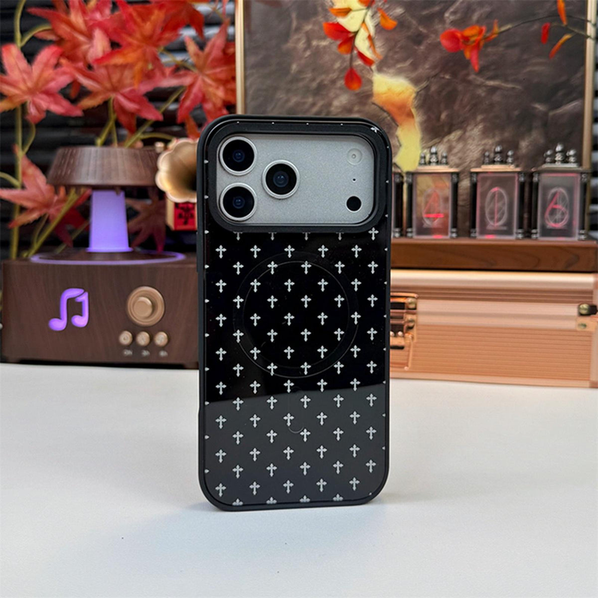 For iPhone 13 Pro Max Star Cross Detachable Dual Magnetic PC Hybrid TPU Phone Case - Cross - EDA009954017D