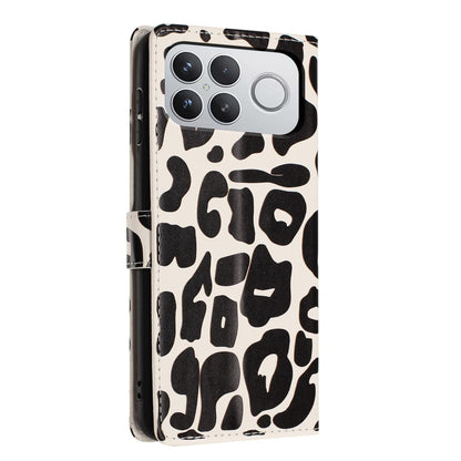 For Redmi K90 Pro Max / Poco F8 Ultra Leopard Print Wallet Vegan Leather Phone Case with Lanyard(Black)