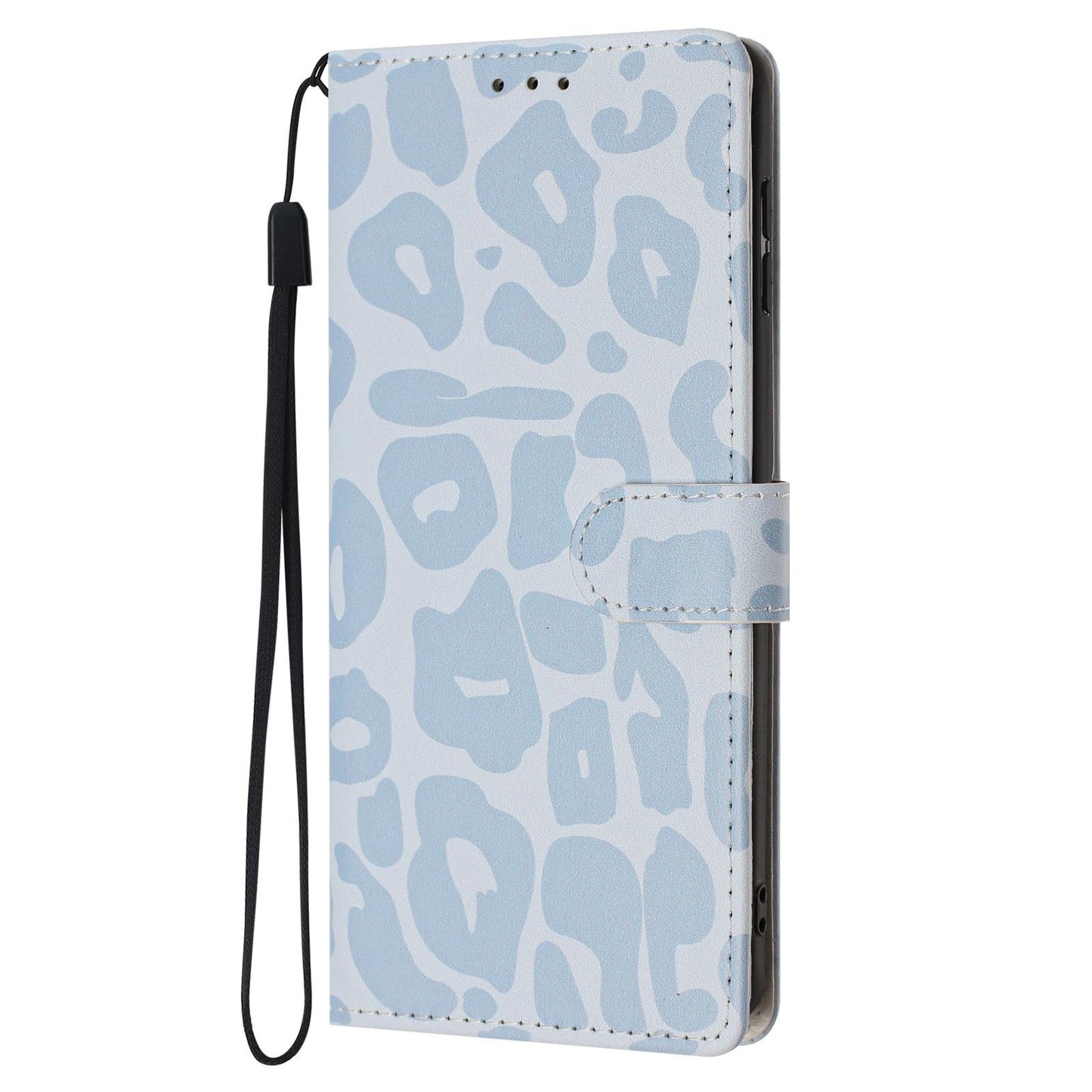 For Redmi K90 Pro Max / Poco F8 Ultra Leopard Print Wallet Vegan Leather Phone Case with Lanyard(Sky Blue)