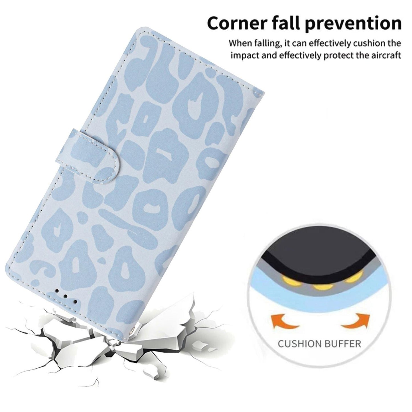 For Redmi K90 Pro Max / Poco F8 Ultra Leopard Print Wallet Vegan Leather Phone Case with Lanyard(Sky Blue)