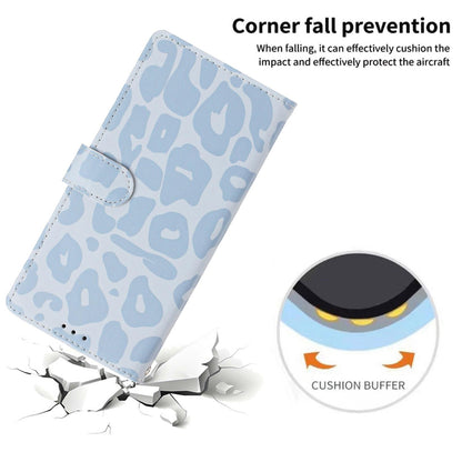 For Redmi K90 Pro Max / Poco F8 Ultra Leopard Print Wallet Vegan Leather Phone Case with Lanyard(Sky Blue)