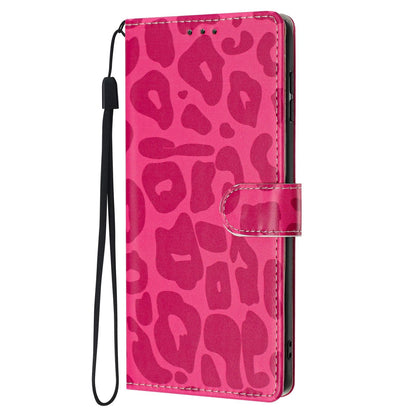 For Redmi K90 Pro Max / Poco F8 Ultra Leopard Print Wallet Vegan Leather Phone Case with Lanyard(Rose Red)