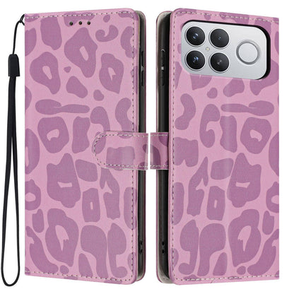 For Redmi K90 Pro Max / Poco F8 Ultra Leopard Print Wallet Vegan Leather Phone Case with Lanyard(Light Purple)