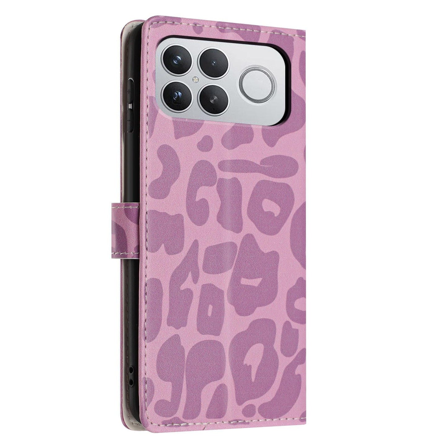 For Redmi K90 Pro Max / Poco F8 Ultra Leopard Print Wallet Vegan Leather Phone Case with Lanyard(Light Purple)