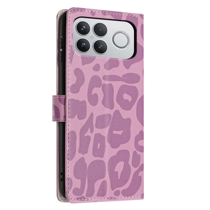 For Redmi K90 Pro Max / Poco F8 Ultra Leopard Print Wallet Vegan Leather Phone Case with Lanyard(Light Purple)