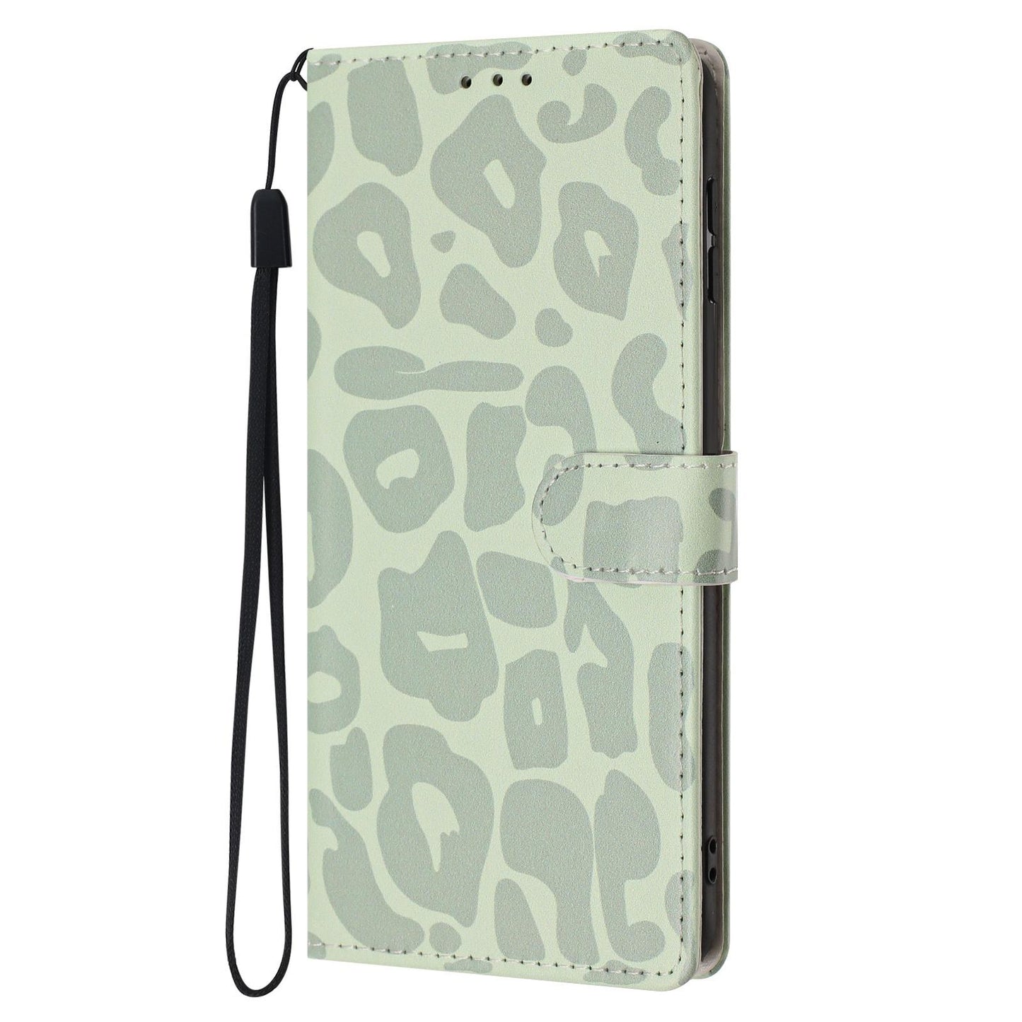 For Redmi K90 Pro Max / Poco F8 Ultra Leopard Print Wallet Vegan Leather Phone Case with Lanyard(Light Green)