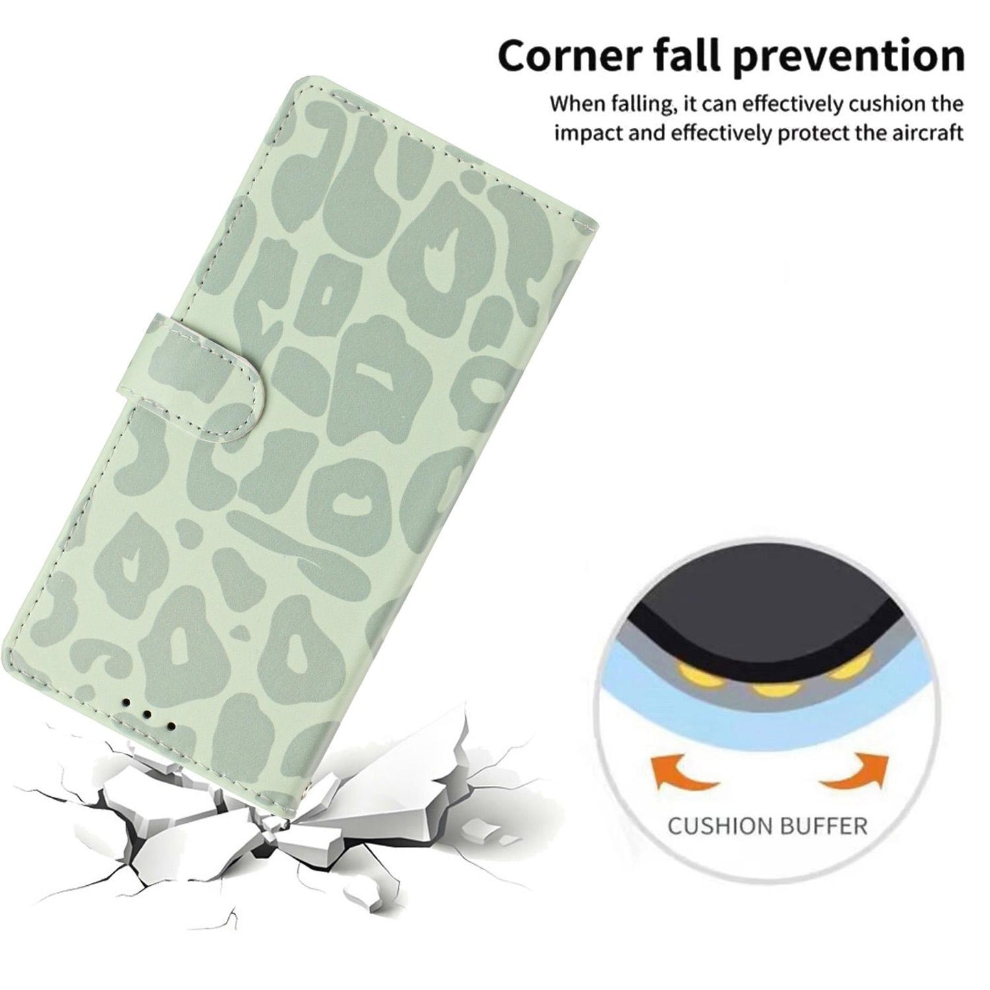 For Redmi K90 Pro Max / Poco F8 Ultra Leopard Print Wallet Vegan Leather Phone Case with Lanyard(Light Green)