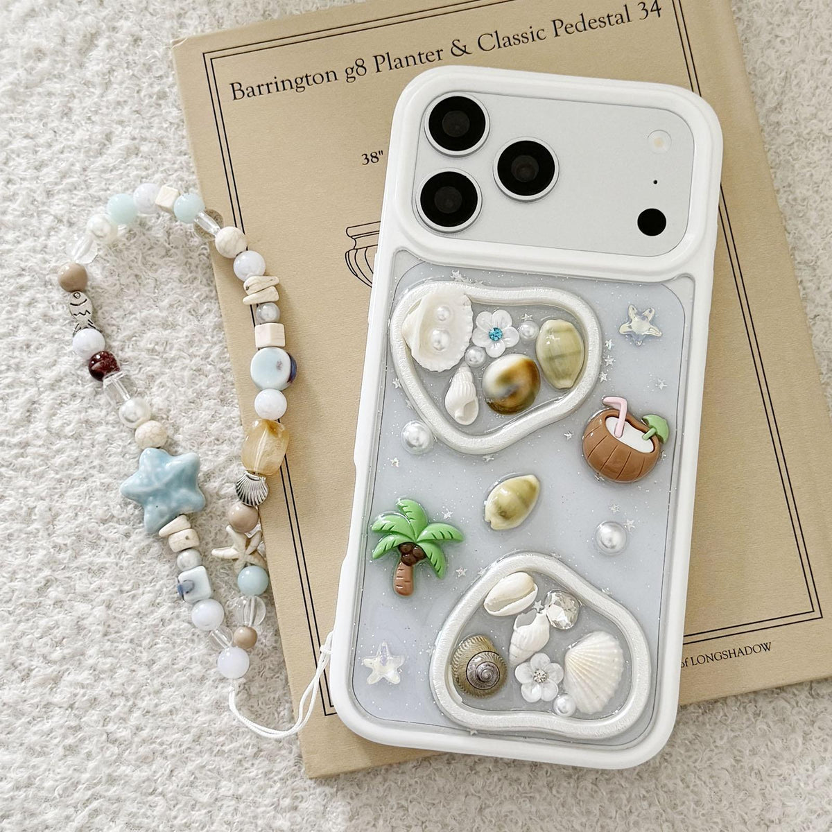 For iPhone 17 Pro Coconut Palm Epoxy Resin Acrylic Phone Case with Chain - Default - EDA009954902