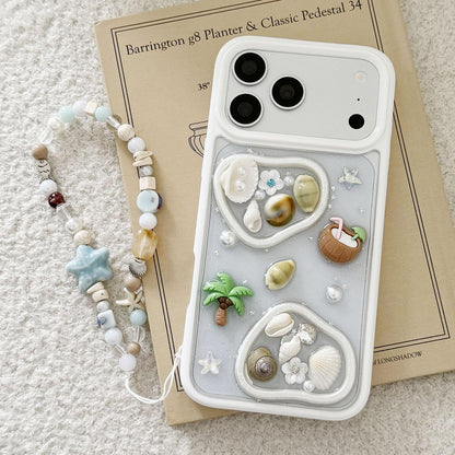 For iPhone 17 Pro Coconut Palm Epoxy Resin Acrylic Phone Case with Chain - Default - EDA009954902