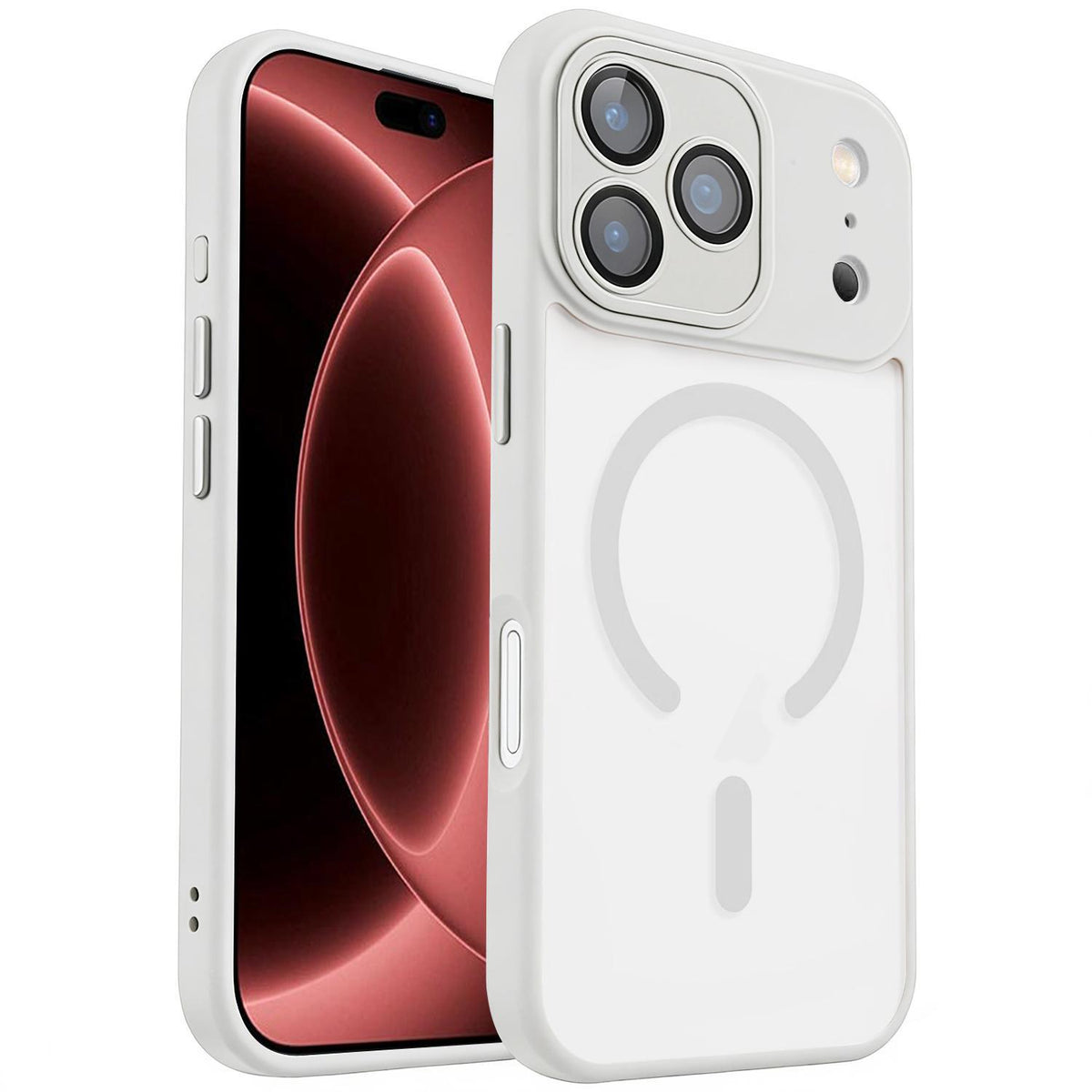 For iPhone 18 Pro Max XDcase Skin Feel Magnetic Frosted Phone Case with Lens Film - White - EDA009955001B