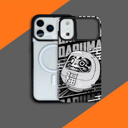 For iPhone Air Daruma Detachable Dual Magnetic PC Hybrid TPU Phone Case - Black and White Daruma - EDA009955304B