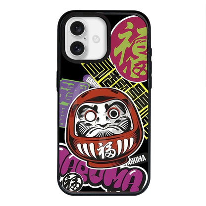 For iPhone 16 Daruma Detachable Dual Magnetic PC Hybrid TPU Phone Case - Red Daruma - EDA009955308A