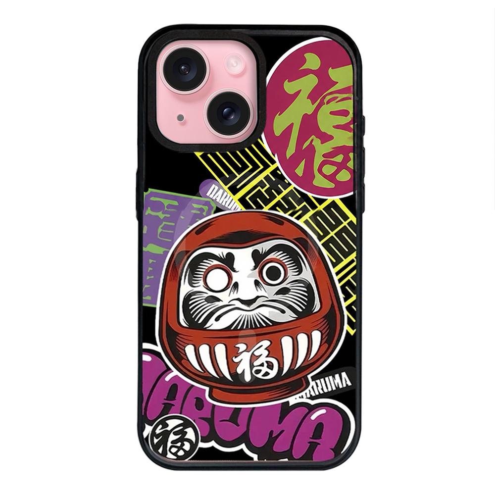 For iPhone 15 Daruma Detachable Dual Magnetic PC Hybrid TPU Phone Case - Red Daruma - EDA009955312A