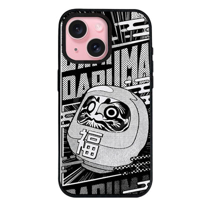 For iPhone 15 Daruma Detachable Dual Magnetic PC Hybrid TPU Phone Case - Black and White Daruma - EDA009955312B