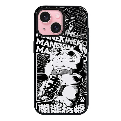For iPhone 15 Daruma Detachable Dual Magnetic PC Hybrid TPU Phone Case - Lucky Cat - EDA009955312C