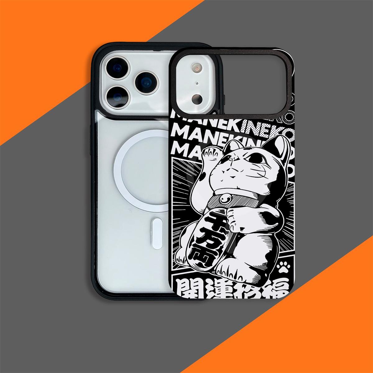 For iPhone 14 Pro Daruma Detachable Dual Magnetic PC Hybrid TPU Phone Case - Lucky Cat - EDA009955315C