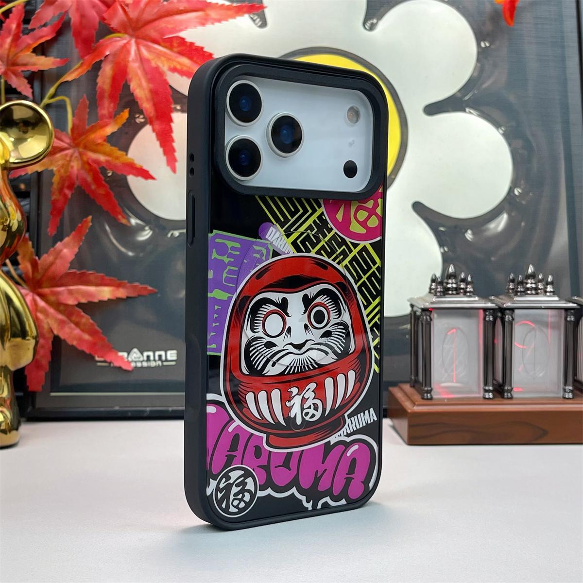 For iPhone 14 Pro Max Daruma Detachable Dual Magnetic PC Hybrid TPU Phone Case - Red Daruma - EDA009955316A