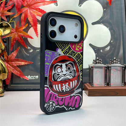 For iPhone 14 Pro Max Daruma Detachable Dual Magnetic PC Hybrid TPU Phone Case - Red Daruma - EDA009955316A