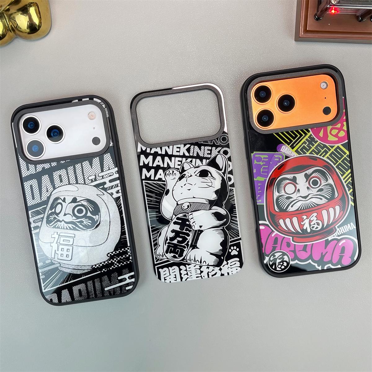 For iPhone Air Daruma Detachable Dual Magnetic PC Hybrid TPU Phone Case - Black and White Daruma - EDA009955304B