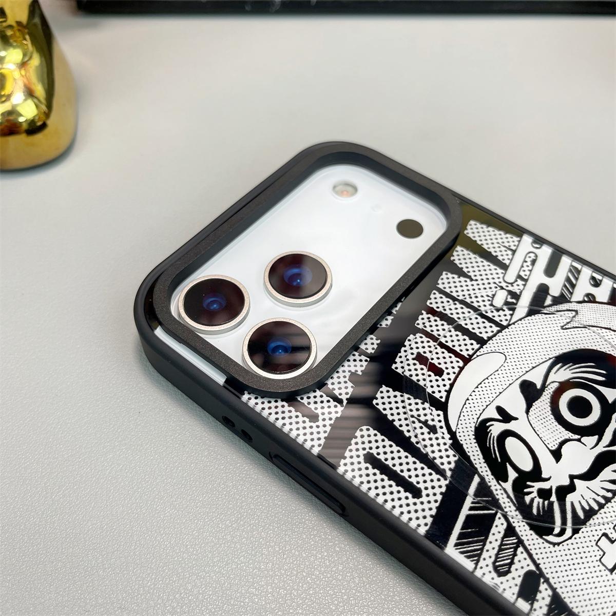 For iPhone 14 Pro Daruma Detachable Dual Magnetic PC Hybrid TPU Phone Case - Black and White Daruma - EDA009955315B