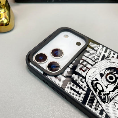 For iPhone 14 Pro Daruma Detachable Dual Magnetic PC Hybrid TPU Phone Case - Black and White Daruma - EDA009955315B