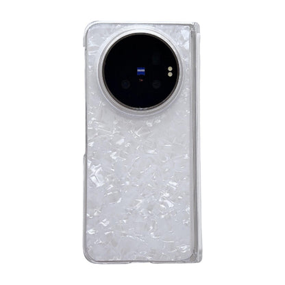 For vivo X Fold6 Magnetic Axis Pearlescent Shell Texture Phone Case - White - EDA009956801A