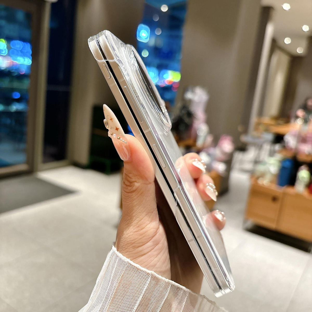 For vivo X Fold6 Magnetic Axis Pearlescent Shell Texture Phone Case - White - EDA009956801A