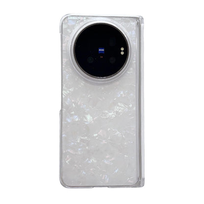 For vivo X Fold6 Magnetic Axis Pearlescent Shell Texture Phone Case - Beige - EDA009956801C